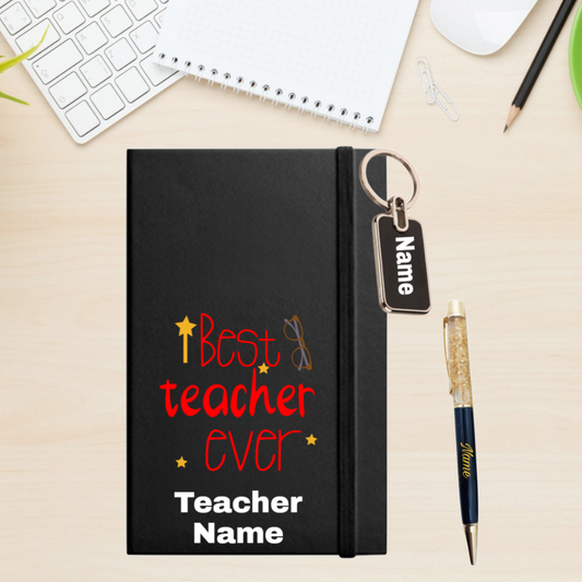 Personalised Best Teacher Ever Diary Journal with Pen and Keychain | Best Gift on Teacher's Day